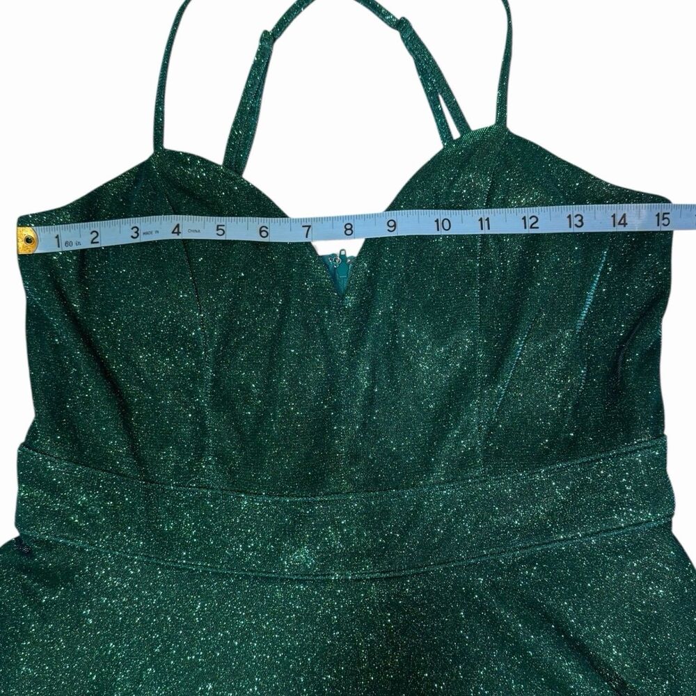 Green Iridescent Glitter Dress Womens Size 11 Fit Flare Party Homecoming Prom - Picture 5 of 15